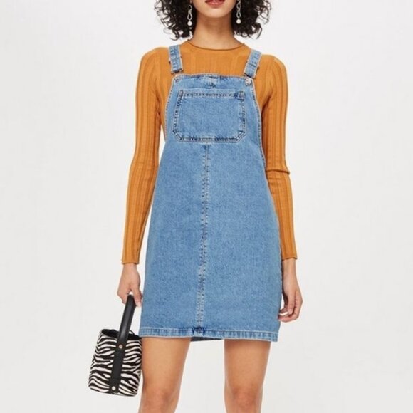 Topshop Moto Denim Jumper Dress - Picture 14 of 14